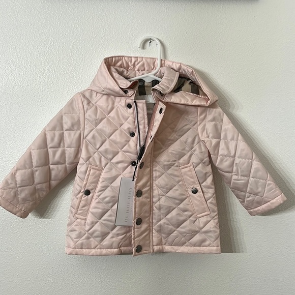 NWT Burberry Baby Quilted Jacket. Ice Pink.